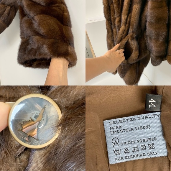 Manakas Frankfurt Germany Genuine Natural Mink brown Fur Coat Sz 44 US XL - Picture 6 of 17
